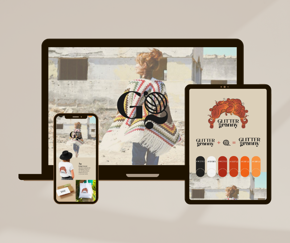 320x433px - Mockup Tablet Logotipo Mandhoo Guía de estilo - Logotipo GLITTER Granny